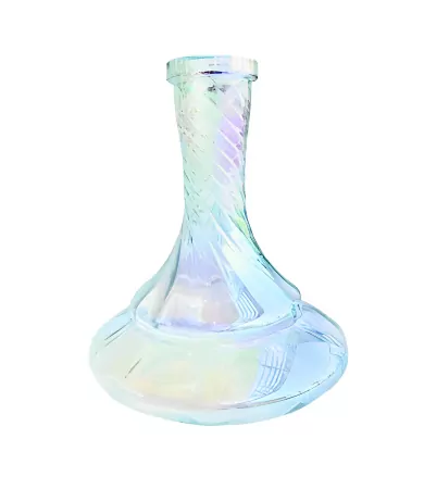 Flask Vessel Ellipse Ribbed Pearl