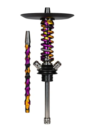 Shop Hookah Mamay Customs Coilovers Micro ANOD Black-Gold-Purple  (Shaft,mouthpiece)