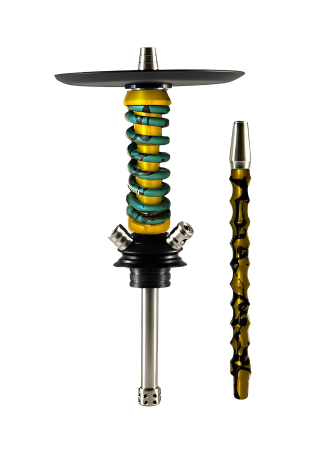 Hookah Mamay Customs Coilovers Micro ANOD Gold-Emerald-Black Splash (Shaft,mouthpiece)